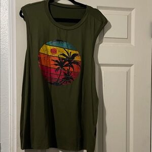 SHEIN Olive Graphic Tank Top